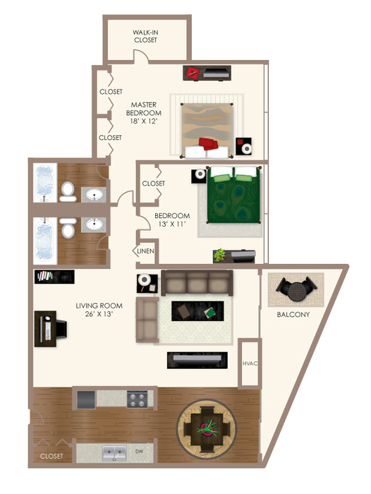 The Sawyer (River view) Floor Plan Image